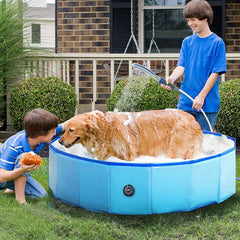 dog brush shower head outdoors