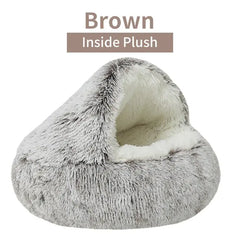 Cat Cave Bed Brown Inside Plush View