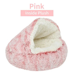 Cat Cave Bed Pink Inside Plush