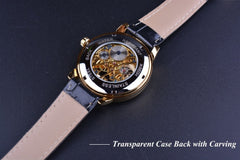 Hand winding wrist watch back view