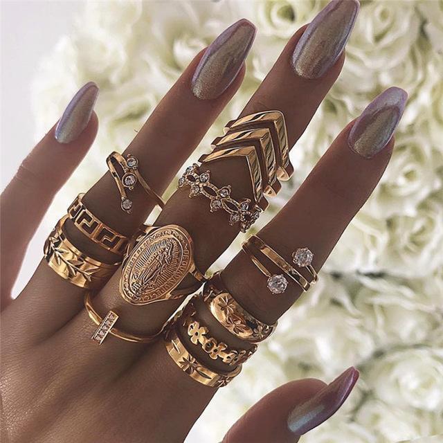 gold plated rings set close up