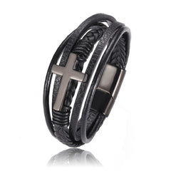 Mens wrist band leather black