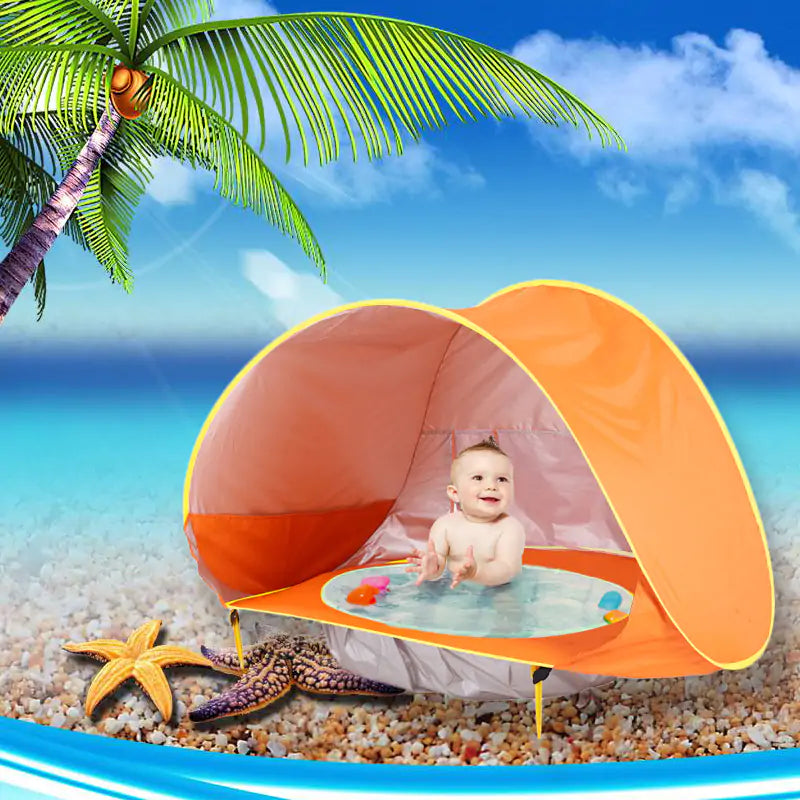 baby sun tent with pool front image