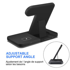 3 in 1 wireless fast charger dock station back view