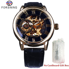 Hand winding wrist watch gold black