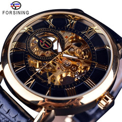 Hand winding wrist watch gold black